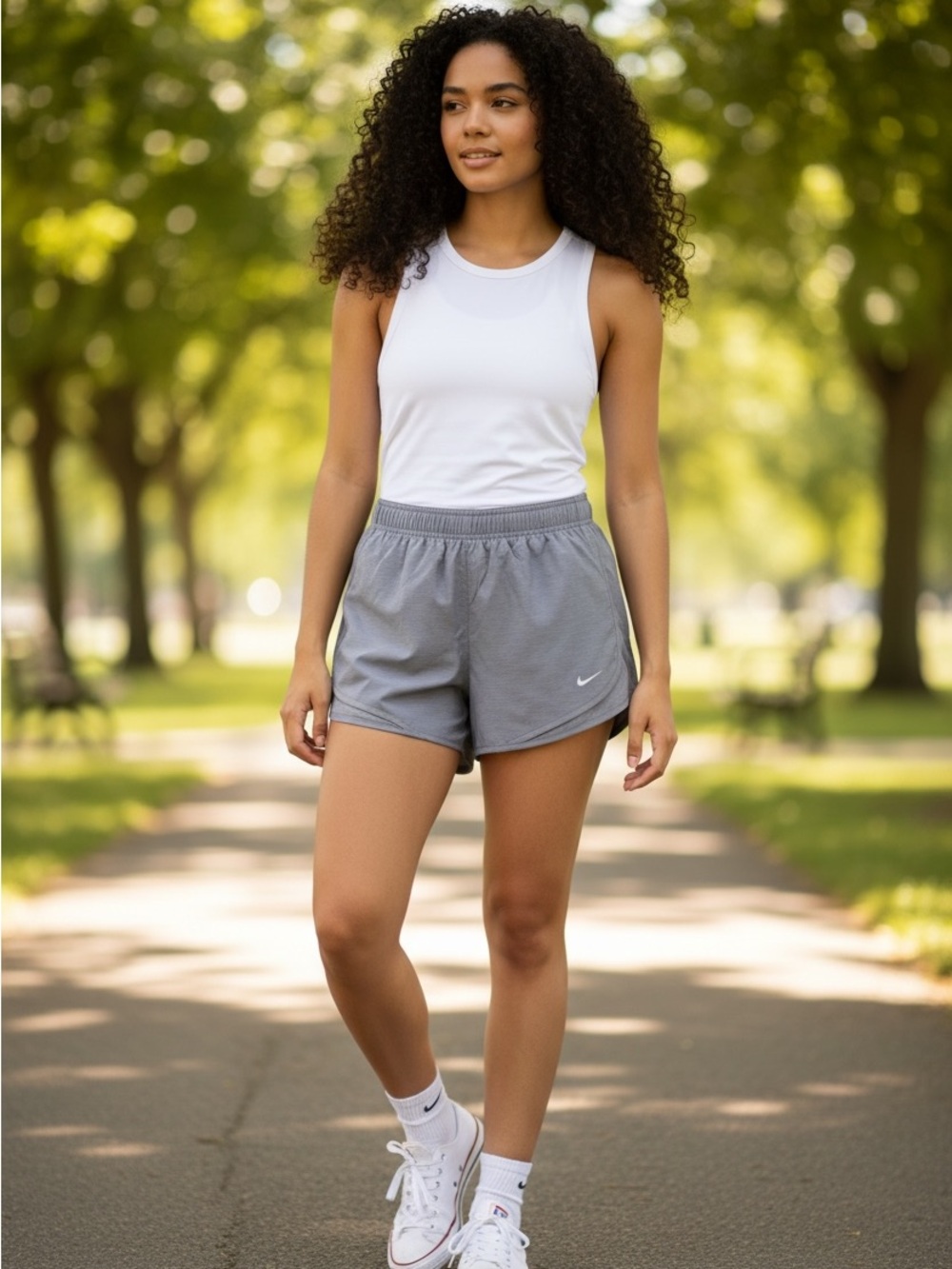 Nike Women’s Grey Athletic Running Shorts with Elastic Waist